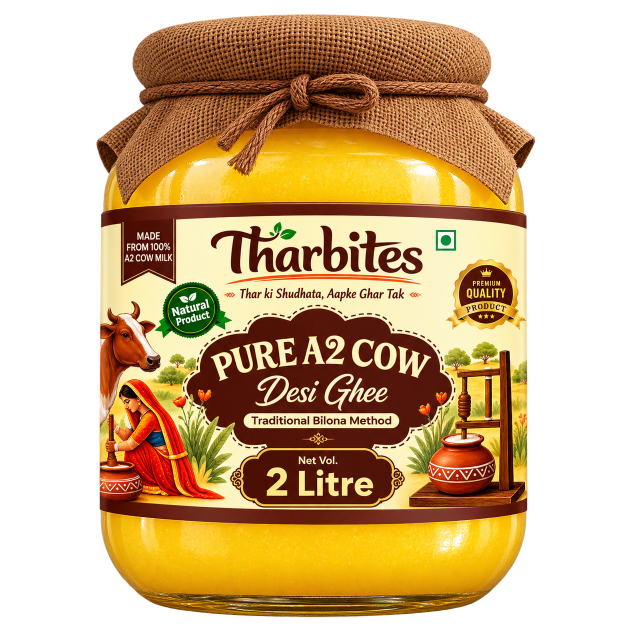 A 2 Desi Cow Bilona Ghee 2 Litres Value Pack